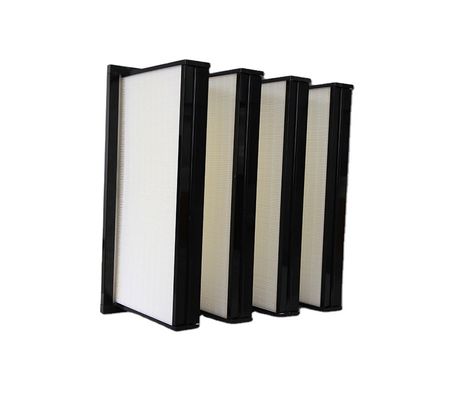 ประสิทธิภาพสูง pleated HEPA H14 H13 V กองกรองอากาศธนาคารสําหรับระบบระบายอากาศ
