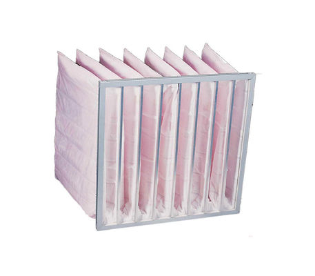 เครื่องกรองอากาศกระเป๋าแบบปรับแต่งความต้านทานต่ํา ด้วยถุง 6 ชิ้น อุณหภูมิสูงสุด ≤80C